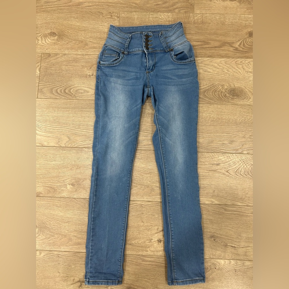 BAMBOO Women's Mid-Blue Skinny Jeans
